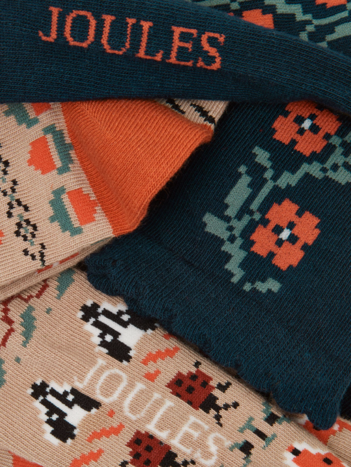 Joules Everyday 2 Pack Socks Oat Woodland