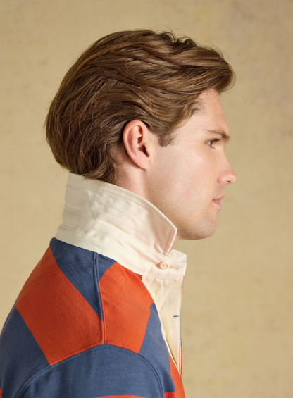 Joules Rugby Shirt Long Sleeve Striped Blue & Orange