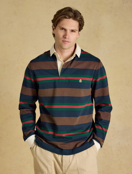Joules Rugby Shirt Long Sleeve Striped Multi Colour