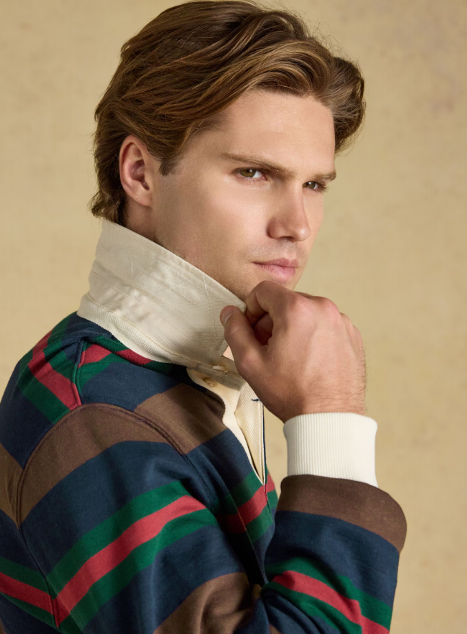 Joules Rugby Shirt Long Sleeve Striped Multi Colour