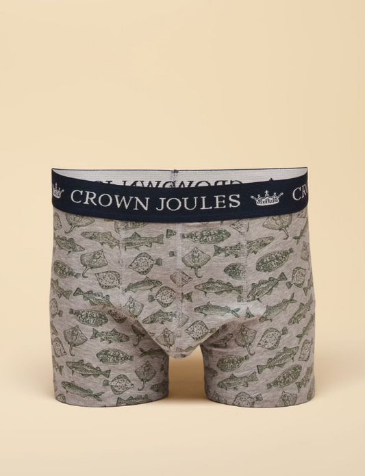 Joules Crown Joules Oh My Cod Themed Boxer Shorts - 2 Pack