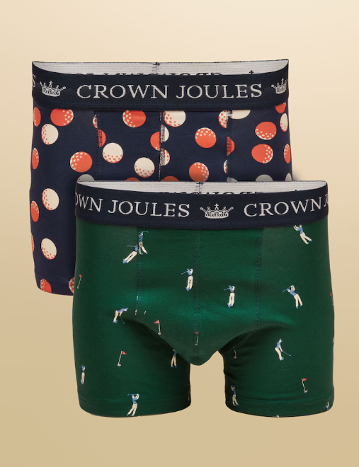 Joules Crown Joules Best By Par Themed Boxer Shorts - 2 Pack