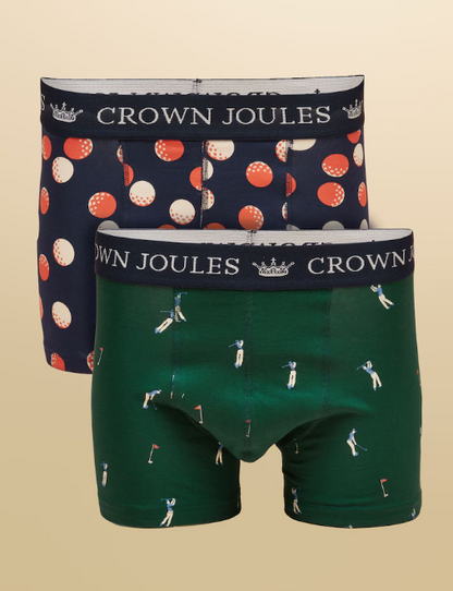 Joules Crown Joules Best By Par Themed Boxer Shorts - 2 Pack