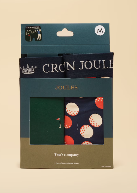 Joules Crown Joules Best By Par Themed Boxer Shorts - 2 Pack