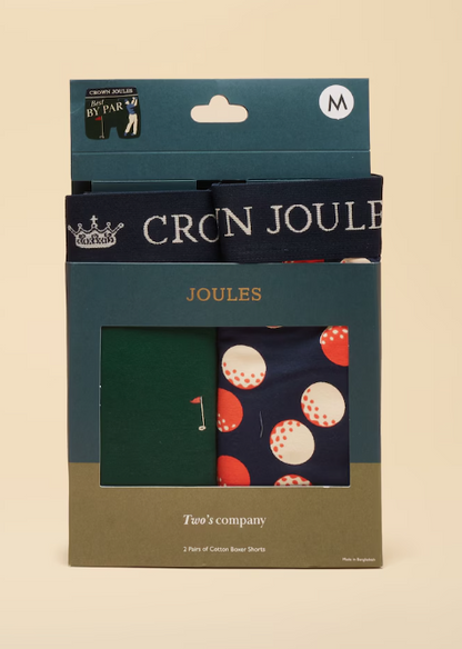 Joules Crown Joules Best By Par Themed Boxer Shorts - 2 Pack