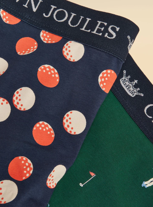 Joules Crown Joules Best By Par Themed Boxer Shorts - 2 Pack