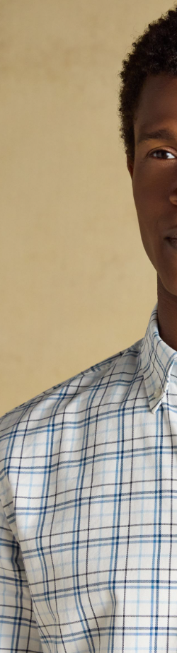 Joules Oxford Check Classic Fit Cotton Oxford Shirt White & Blue