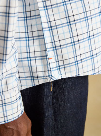 Joules Oxford Check Classic Fit Cotton Oxford Shirt White & Blue
