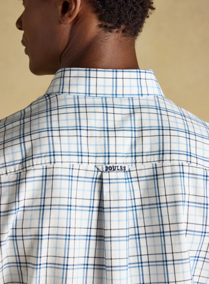 Joules Oxford Check Classic Fit Cotton Oxford Shirt White & Blue