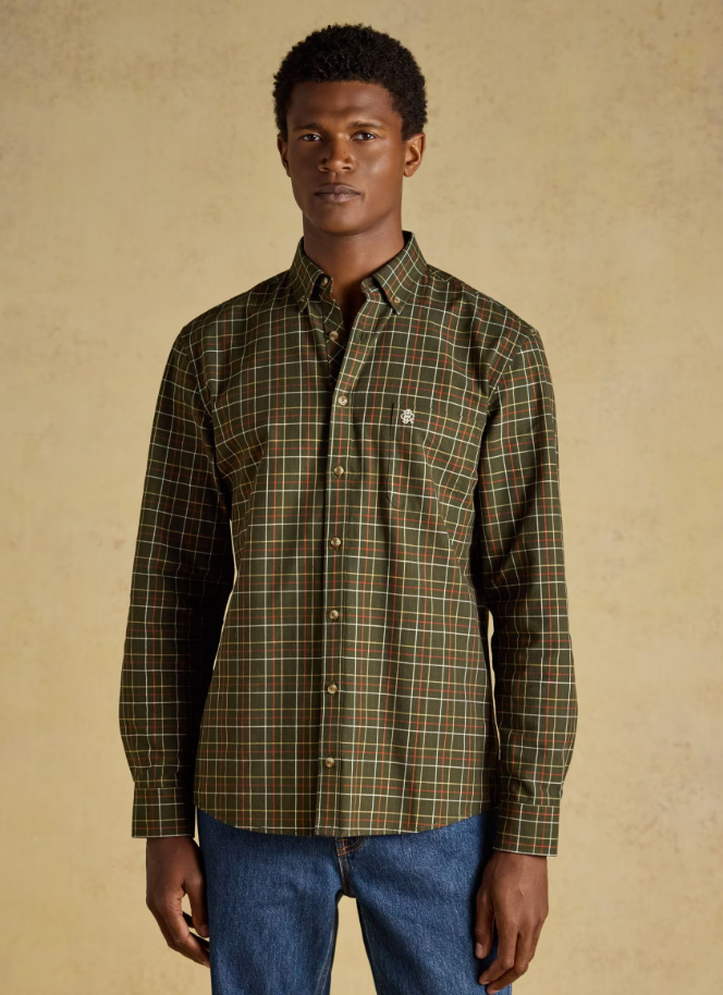 Joules Oxford Check Classic Fit Cotton Oxford Green Checked