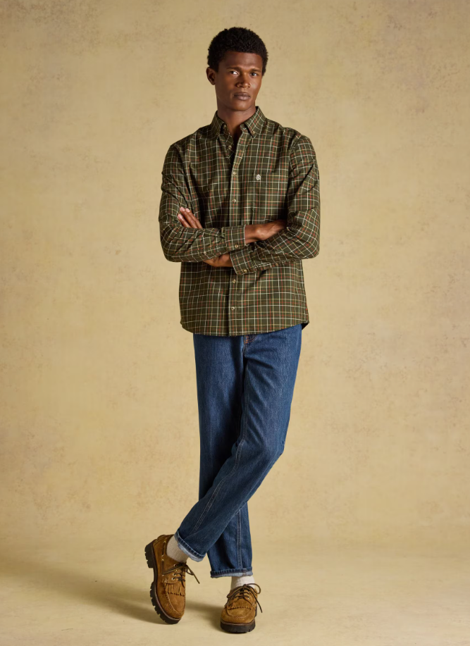 Joules Oxford Check Classic Fit Cotton Oxford Green Checked