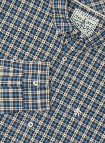 Joules Poplin Long Sleeve Check Shirt Blue