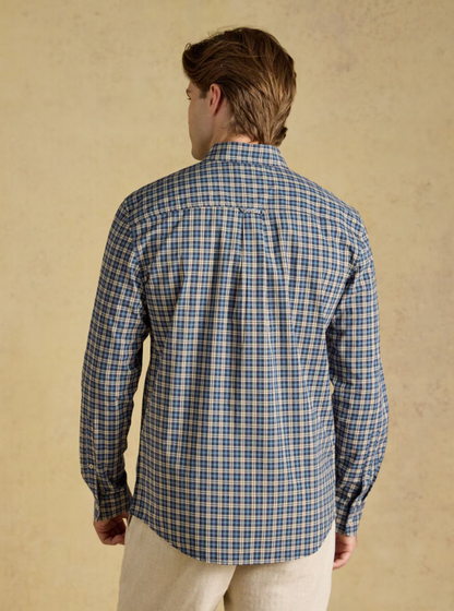Joules Poplin Long Sleeve Check Shirt Blue