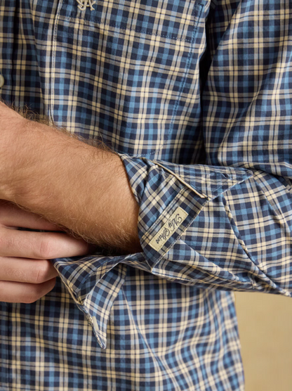 Joules Poplin Long Sleeve Check Shirt Blue