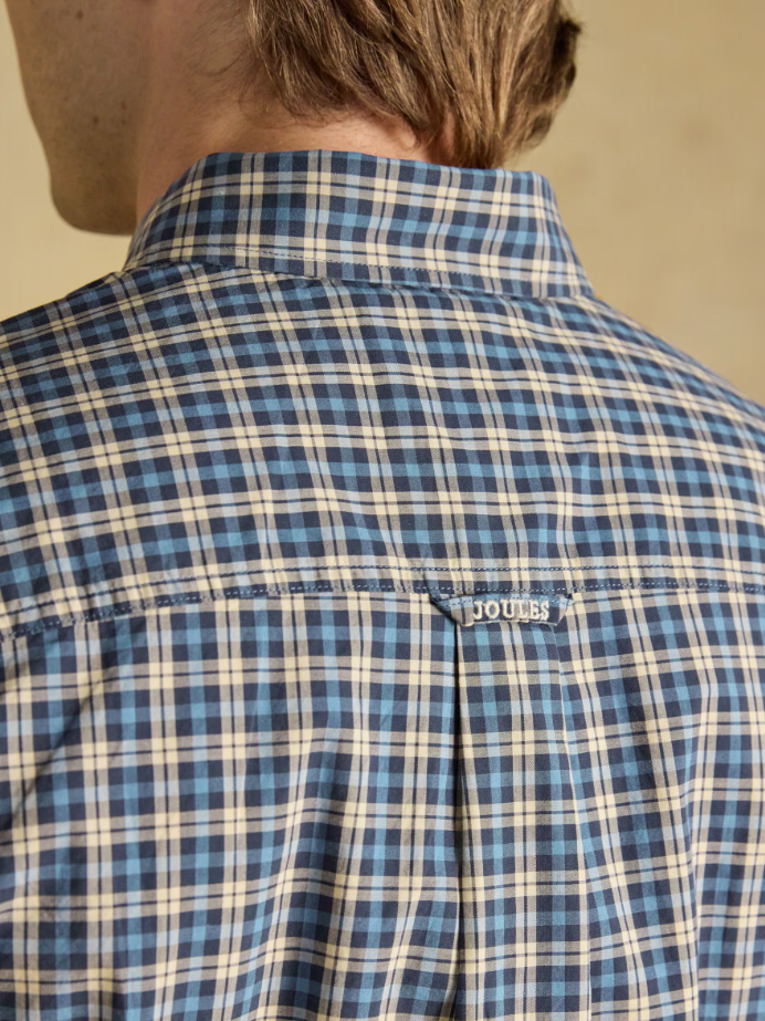 Joules Poplin Long Sleeve Check Shirt Blue