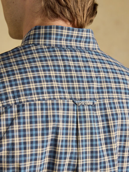 Joules Poplin Long Sleeve Check Shirt Blue