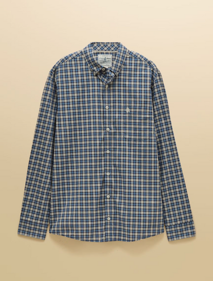 Joules Poplin Long Sleeve Check Shirt Blue