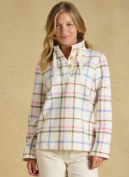 Joules Saunton Madden Check Cotton Sweatshirt Cream