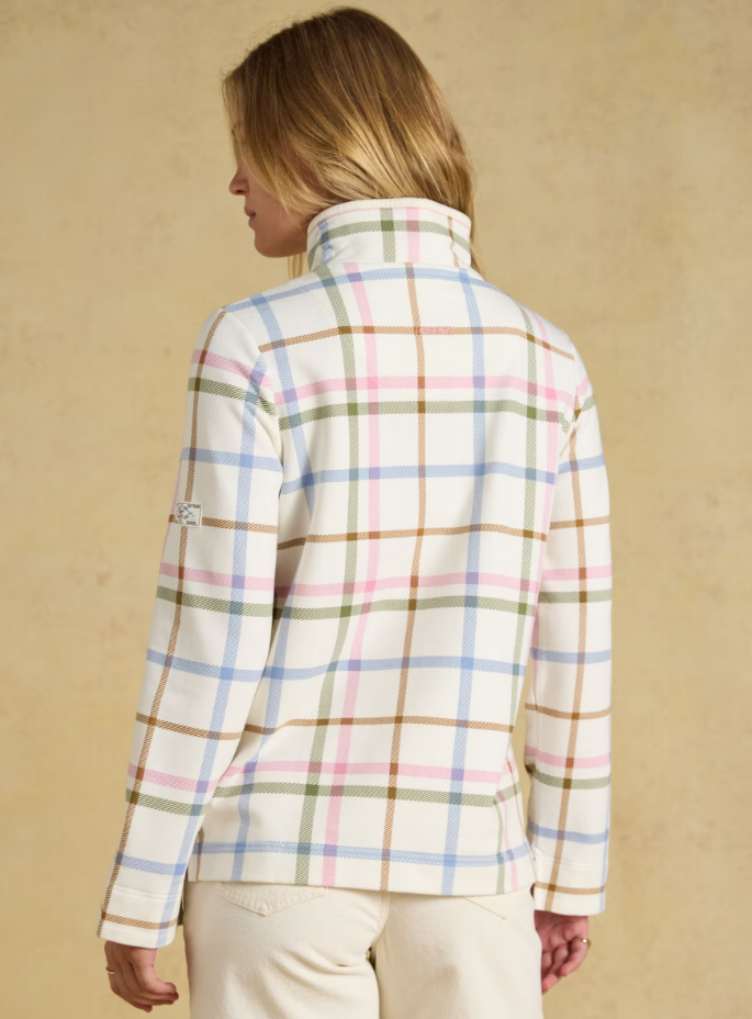 Joules Saunton Madden Check Cotton Sweatshirt Cream