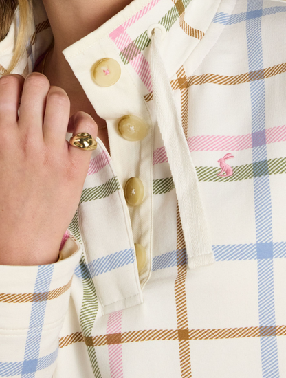 Joules Saunton Madden Check Cotton Sweatshirt Cream