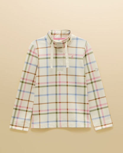 Joules Saunton Madden Check Cotton Sweatshirt Cream