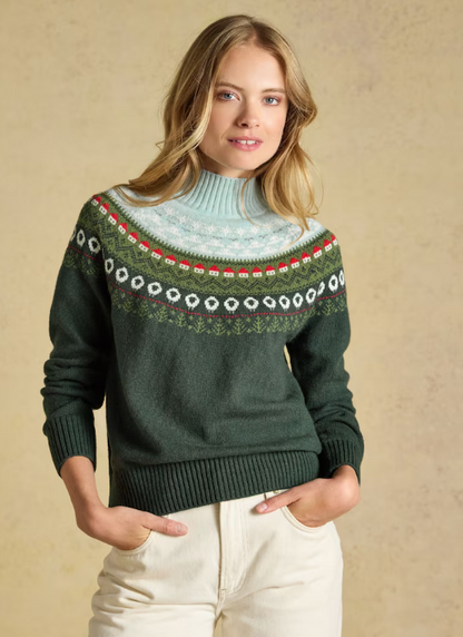 Joules Landscape Pattern Knitted Jumper Green