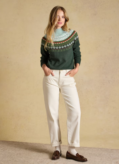 Joules Landscape Pattern Knitted Jumper Green