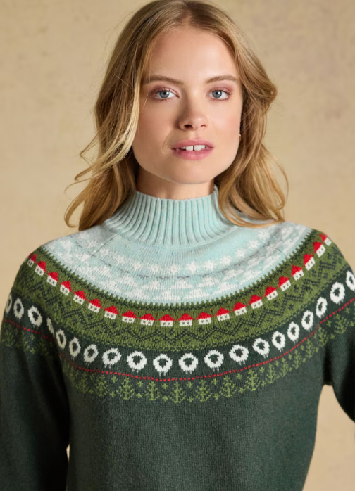 Joules Landscape Pattern Knitted Jumper Green