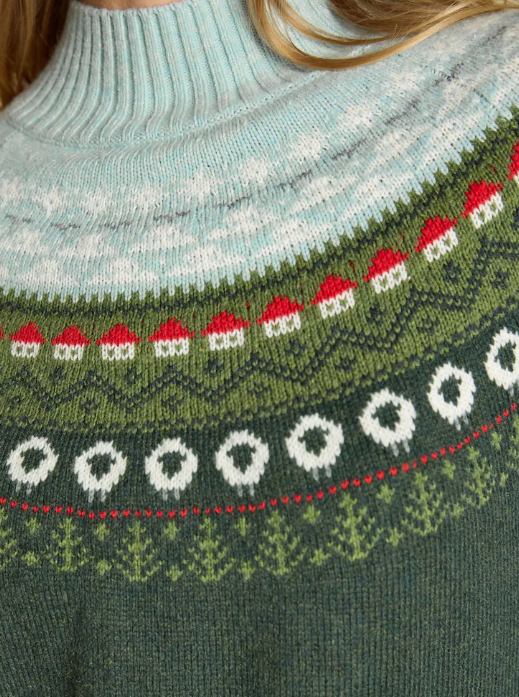 Joules Landscape Pattern Knitted Jumper Green