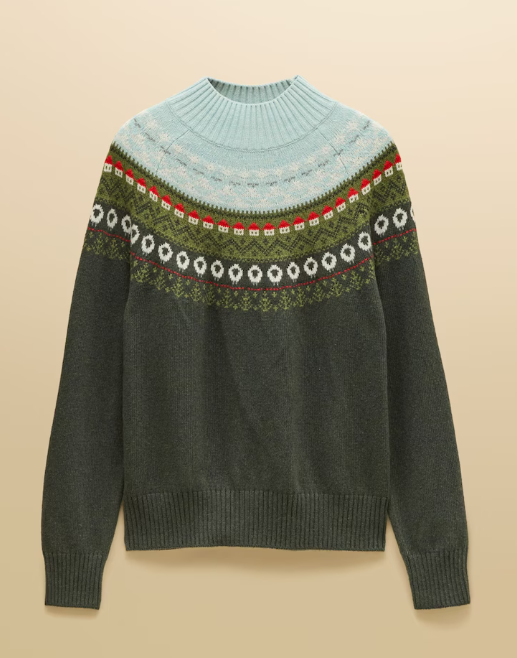 Joules Landscape Pattern Knitted Jumper Green