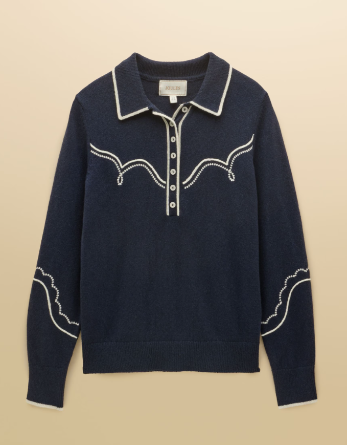 Joules Western Embroidered Jumper Navy
