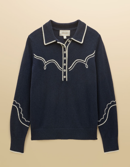 Joules Western Embroidered Jumper Navy