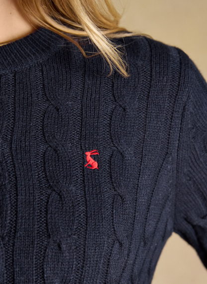 Joules Cable Knit Button Up Cardigan Navy