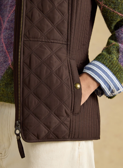 Joules Minx Showerproof Diamond Quilted Chocolate Brown