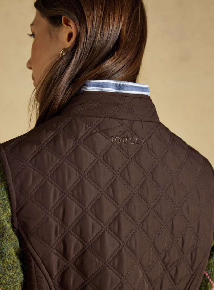 Joules Minx Showerproof Diamond Quilted Chocolate Brown
