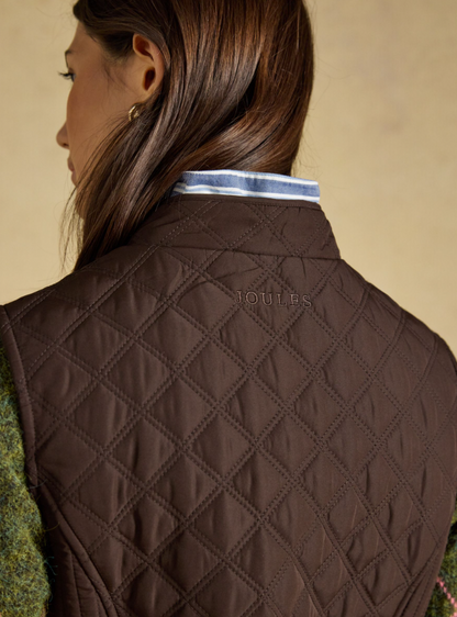 Joules Minx Showerproof Diamond Quilted Chocolate Brown