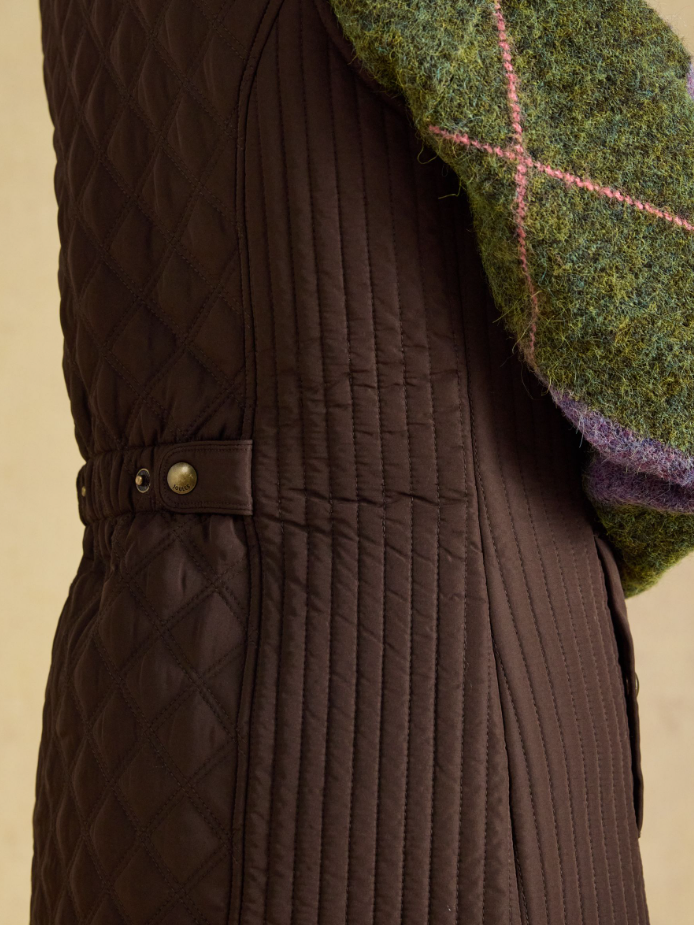 Joules Minx Showerproof Diamond Quilted Chocolate Brown