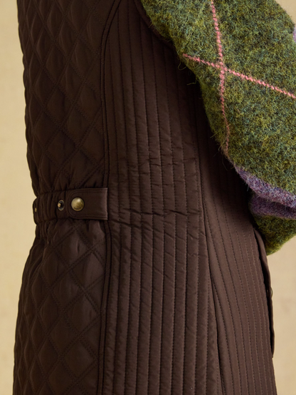Joules Minx Showerproof Diamond Quilted Chocolate Brown
