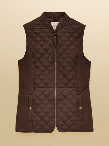Joules Minx Showerproof Diamond Quilted Chocolate Brown