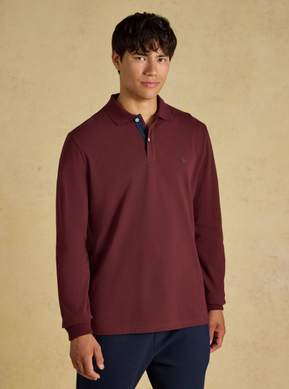 Joules Woody Long Sleeved Polo Shirt Port