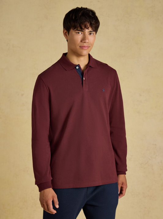 Joules Woody Long Sleeved Polo Shirt Port