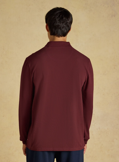 Joules Woody Long Sleeved Polo Shirt Port