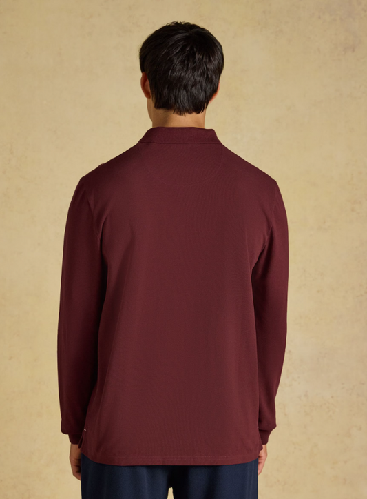 Joules Woody Long Sleeved Polo Shirt Port