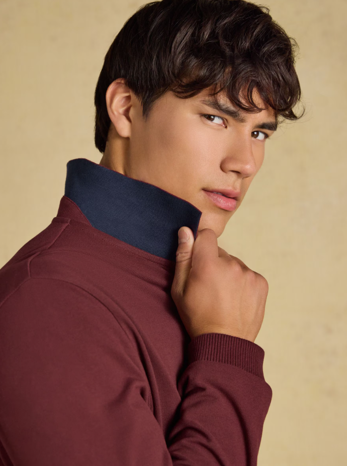 Joules Woody Long Sleeved Polo Shirt Port