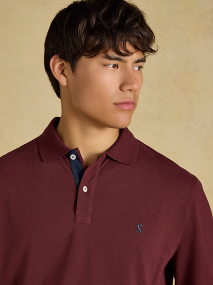 Joules Woody Long Sleeved Polo Shirt Port