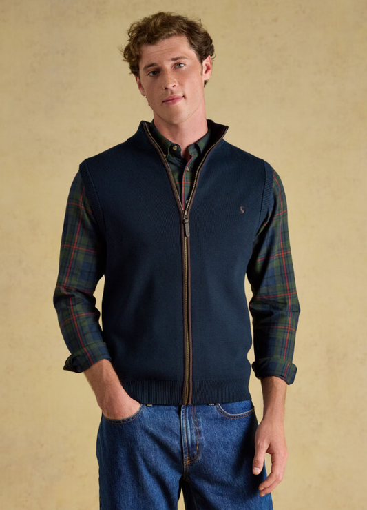Joules Hillside Zip Up Gilet Navy