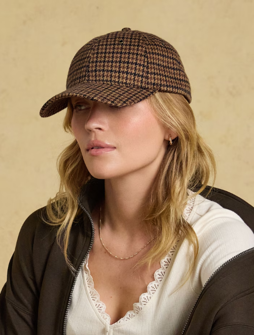 Joules Perry Neutral Houndstooth Jersey Baseball Cap