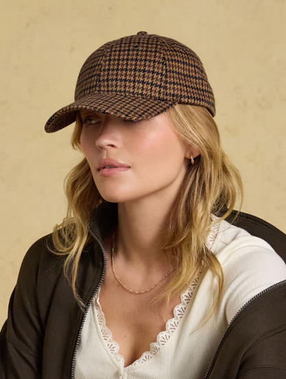 Joules Perry Neutral Houndstooth Jersey Baseball Cap