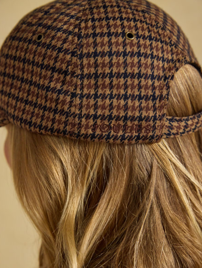 Joules Perry Neutral Houndstooth Jersey Baseball Cap