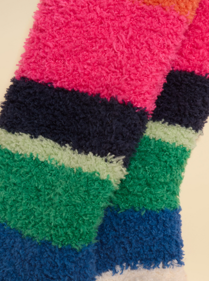 Joules Fluffy Cream Multi Stripe Socks